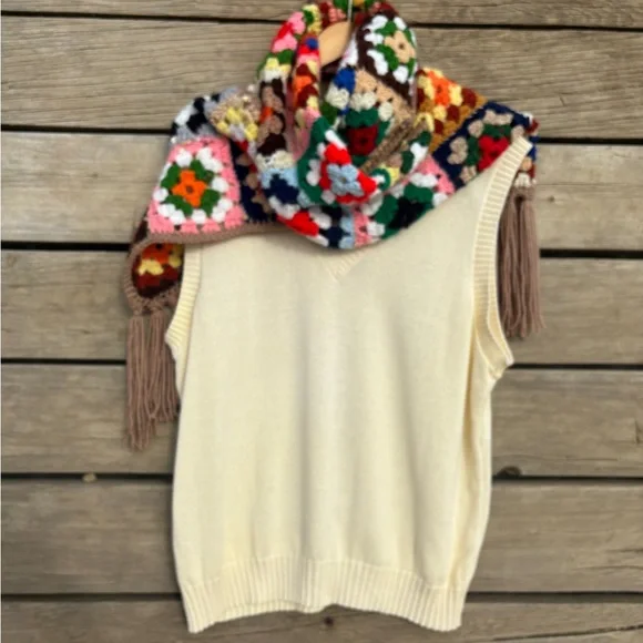 Vintage Susan Ed’s Preppy Ivory Knit Sweater Vest Sz Lg - Picture 12 of 12